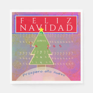 Serviette En Papier "Feliz Navidad" Message court personnalisé Noël