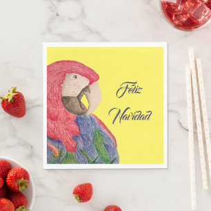 Serviette En Papier Feliz Navidad Parrot Christmas Macaw