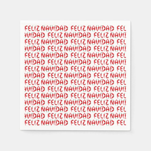 Serviette En Papier Feliz Navidad Red Chile Pepper (Devant)
