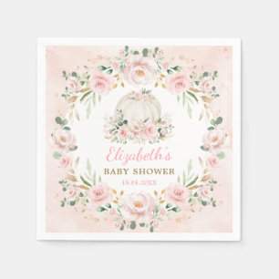 Serviette En Papier Feminine Citrouille rose Blush Roses Baby shower f
