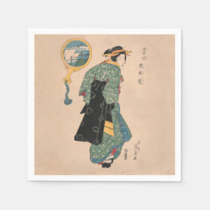 Serviette En Papier Femme en kimono japonais, œuvre d'art représentant