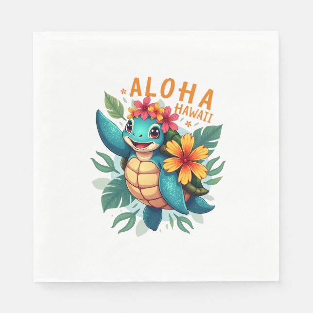 Serviette En Papier Femme Hawaiienne-Chemise Aloha Hawaii (Devant)