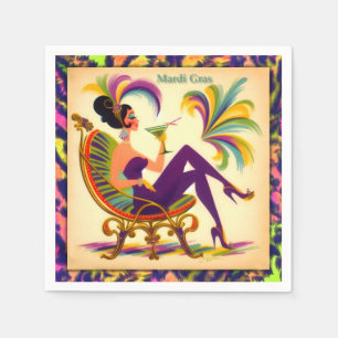 Serviette En Papier Femme Mardi Gras Martini du milieu du siècle futur