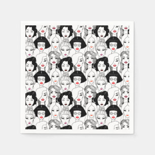 Serviette En Papier Femmes avec le motif de rouge à lèvres