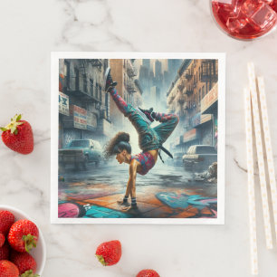 Serviette En Papier Femmes en action de Breakdancer Silhouette de New