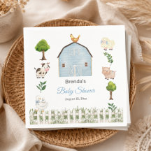 Ferme Animaux Aquarelle Baby Shower Barnyard