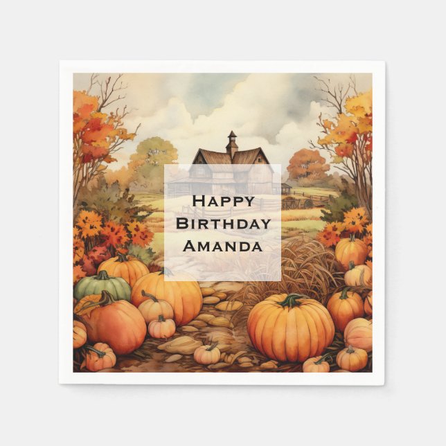 Serviette En Papier Ferme citrouille automne récolte Thanksgiving Anni (Devant)