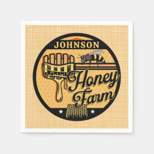 Serviette En Papier Ferme d'abeilles de miel NOM PERSONNALISÉ Ruche de
