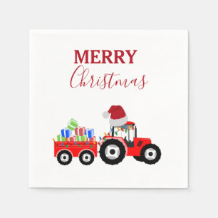 Serviette En Papier Ferme de camions Red Christmas Truck