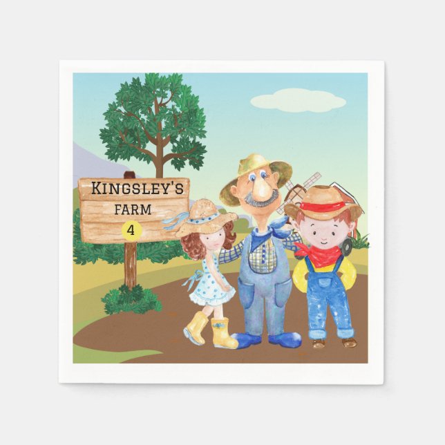 Serviette En Papier Ferme de vieux MacDonald personnalisée (Devant)