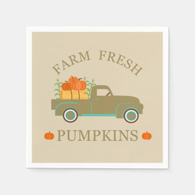 Serviette En Papier ferme eau fraîche citrouilles automne (Devant)
