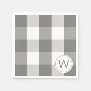 Serviette En Papier Ferme Gris Blanc MONOGRAMME chèque de buffle