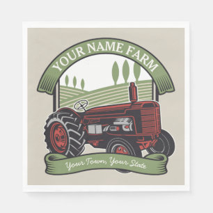 Serviette En Papier Fermier de Vintage Farm Tractor