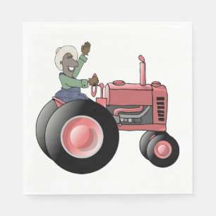 Serviette En Papier Fermier Montant Un Tracteur Napkins