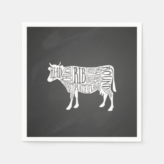 Serviette En Papier fermier vache boucherie charcuterie art petit port (Devant)