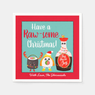 Serviette En Papier Festif Colorful Kawaii Sushi Roll fête de Noël