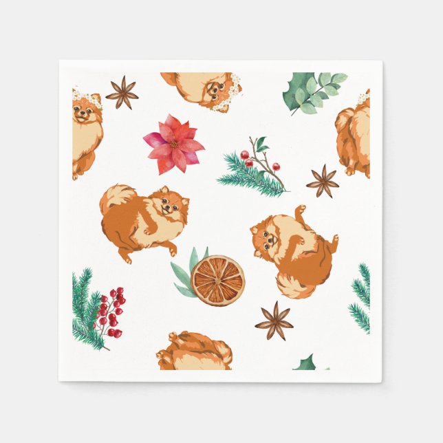 Serviette En Papier Festif Fluffy Chien Papier de Noël Napkin (Devant)