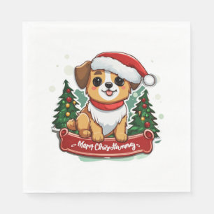 Serviette En Papier Festif Noël Chien Design Vacances Animaux de compa