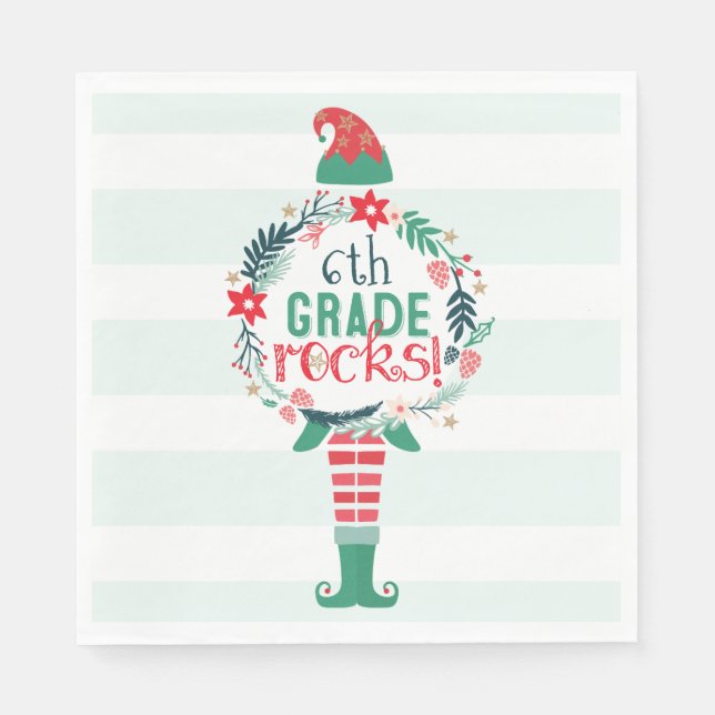 Serviette En Papier Festif Noël Elfe et couronne florale (Devant)