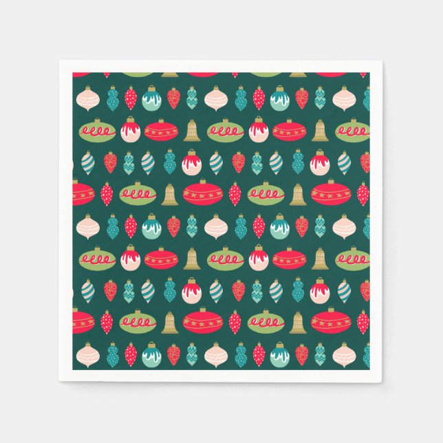 Serviette En Papier Festif rétro ornement de Noël Midsiècle moderne (Devant)
