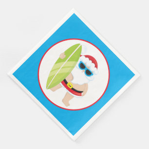 Serviette En Papier Festif surfeur de Noël Père Noël Holiday