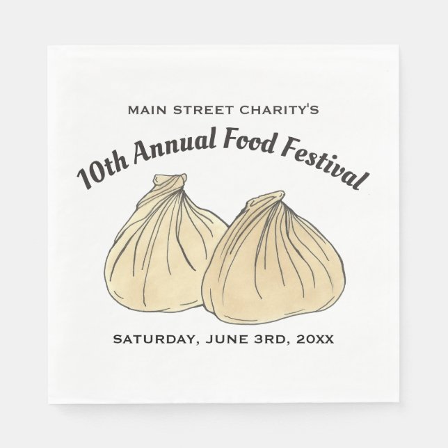 Serviette En Papier Festival alimentaire chinois Dim Sum Shumai Dumpli (Devant)