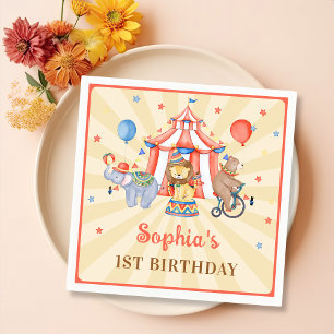 Serviette En Papier Festival Carnaval Circus & Animaux Anniversaire