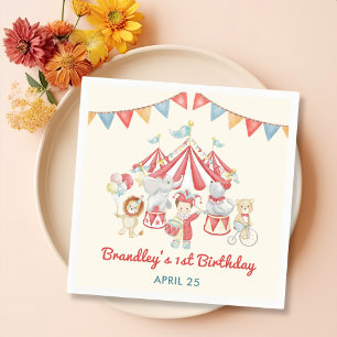 Serviette En Papier Festival Carnaval Circus & Animaux Anniversaire Na