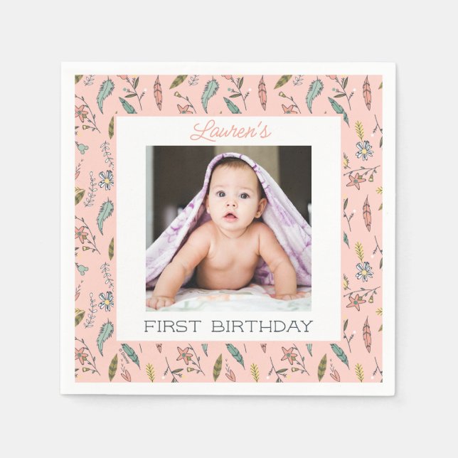 Serviette En Papier Festival Minnie Mouse Boho Anniversaire (Devant)