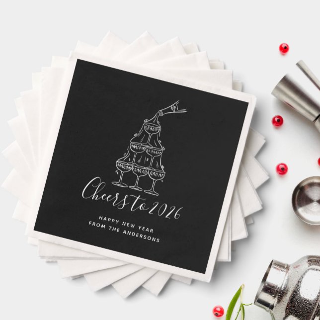 Serviette En Papier Festive Black New Years Eve Party Paper  (Créateur téléchargé)