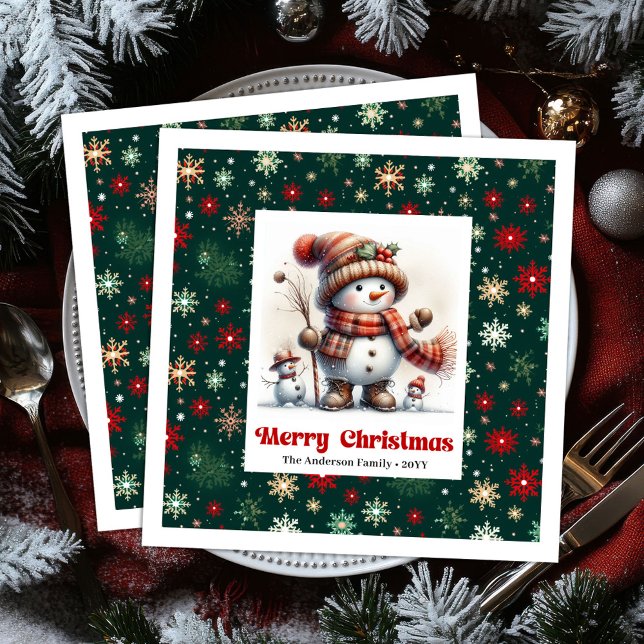 Serviette En Papier Festive Christmas Snowman Napkins Editable Kids  (Festive Christmas Snowman Napkins Editable Kids Style Party

)