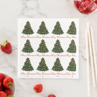 Serviette En Papier Festive Christmas Tree Holiday Celebration Napkin
