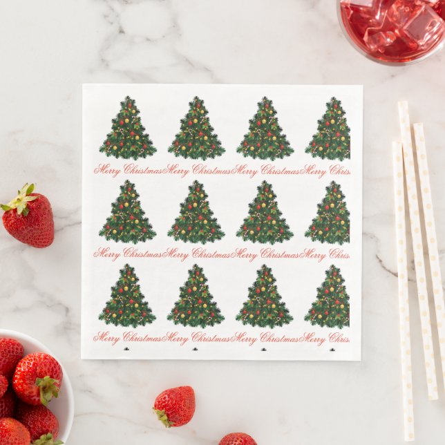 Serviette En Papier Festive Christmas Tree Holiday Celebration Napkin (En situation)