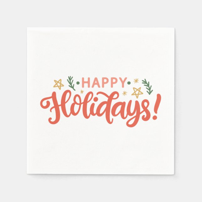 Serviette En Papier Festive Happy Holidays Design (Devant)