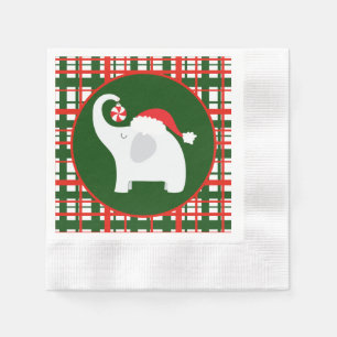 Serviette En Papier Festive Noël blanc éléphant