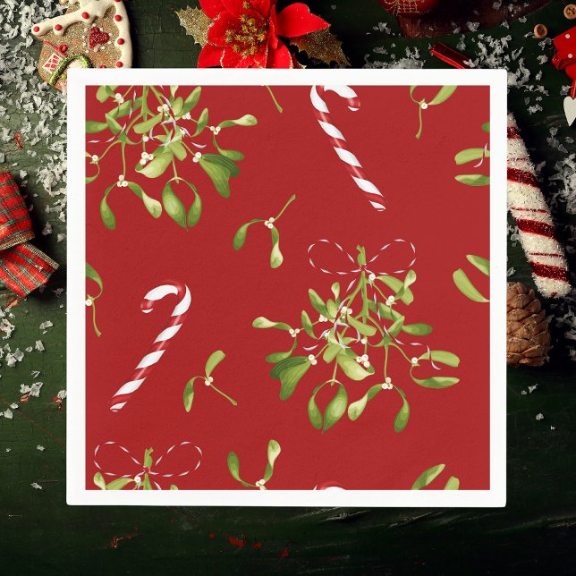 Serviette En Papier Festive Noël Mistletoe Vacances Verdure (Créateur téléchargé)