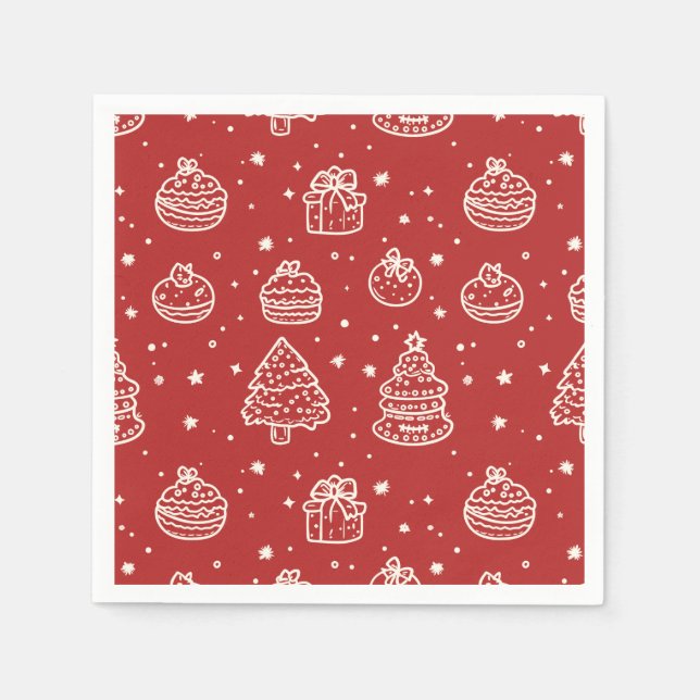 Serviette En Papier Festive Red Minimal Noël Cookie (Devant)