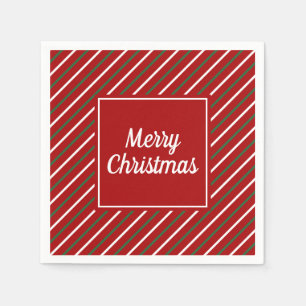 Serviette En Papier Festive Red Stripes Motif Noël