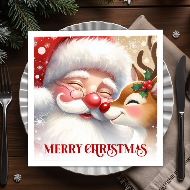 Serviette En Papier Festive Santa and Rudolph Christmas Napkins Dinner (Festive Santa and Rudolph Christmas Napkins Dinner Tableware

)