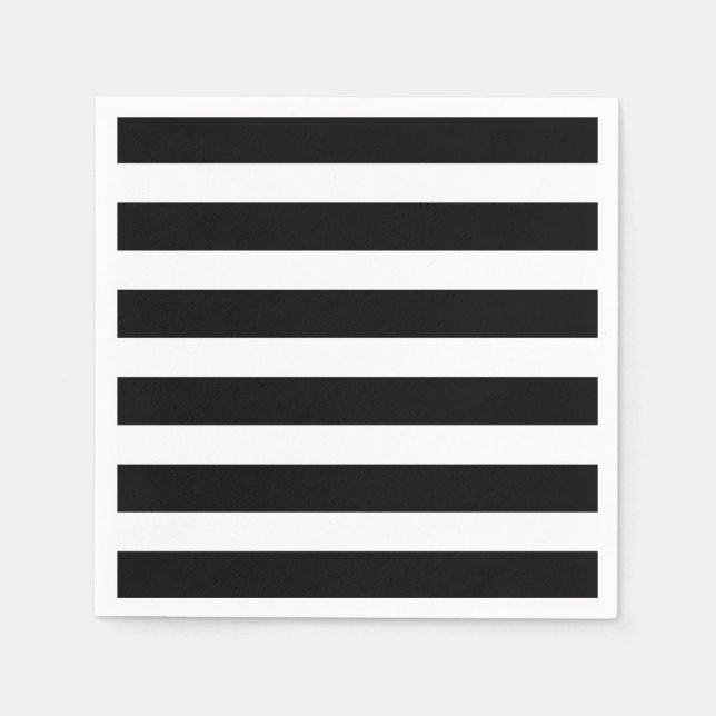 Serviette En Papier Fête à rayures noir et blanc (Devant)