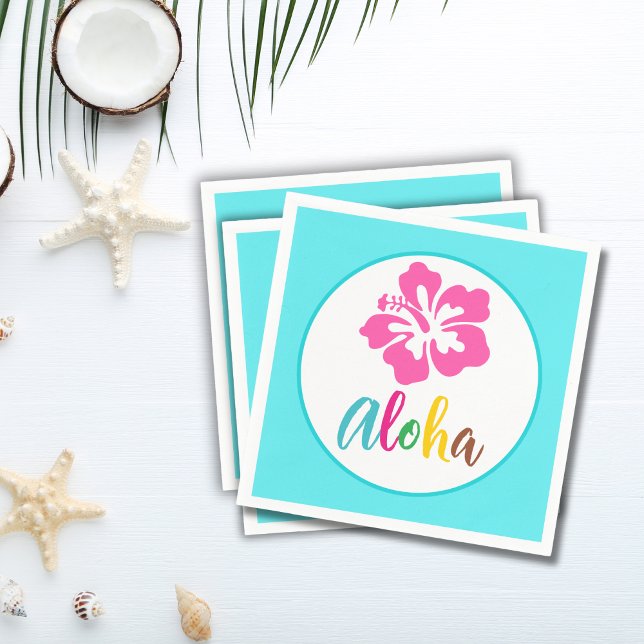 Serviette En Papier Fête Aloha Luau Tropical Hibiscus Papier Été (Créateur téléchargé)