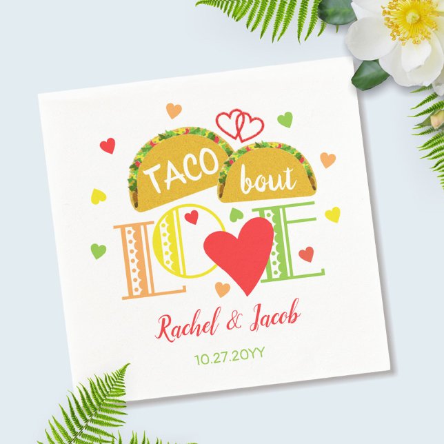 Serviette En Papier Fête Amour de Taco Colorée Fête de Fiançailles (Créateur téléchargé)