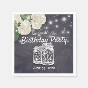 Serviette En Papier Fête Anniversaire Mason Jars String Fleurs