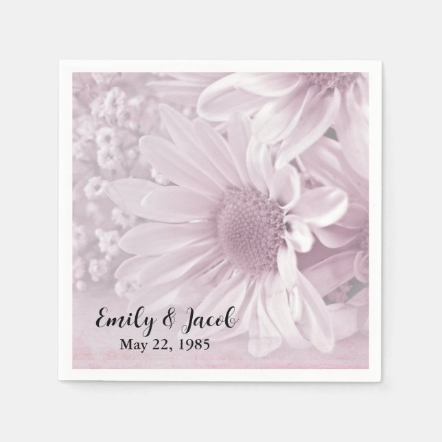 Serviette En Papier Fête Anniversaire Rose Daisy (Devant)