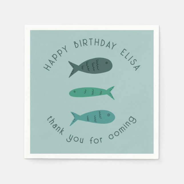Serviette En Papier Fête Anniversaire Soirée au bord de la mer POISSON (Devant)