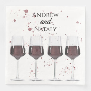 Serviette En Papier Fête au vin rouge aquarelle