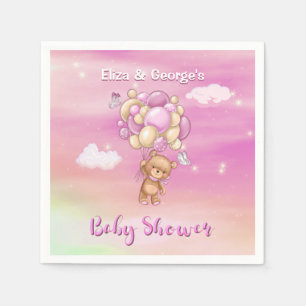 Serviette En Papier Fête bébé ours en peluche rose