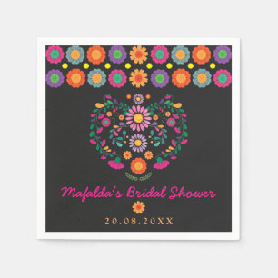 Serviette En Papier Fête Branchée Fleurs Mexicaines Mariage