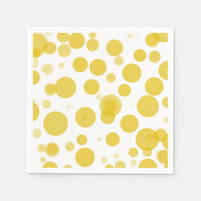 Serviette En Papier Fête Bulles Jaune Blanc Point Moderne (Devant)