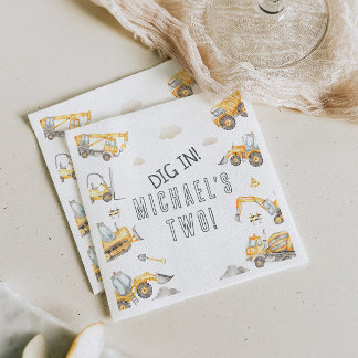 Serviette En Papier Fête "Ça creuse" des camions de construction